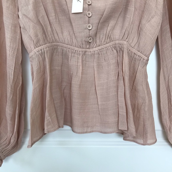 Peplum V Neck Light Pink Blouse - Picture 9 of 16